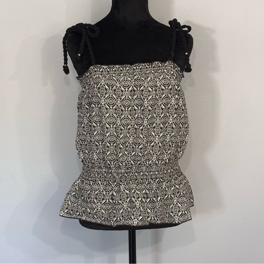 Rampage | Women’s Black White Tank Top Thick Rope Tie Straps Size L